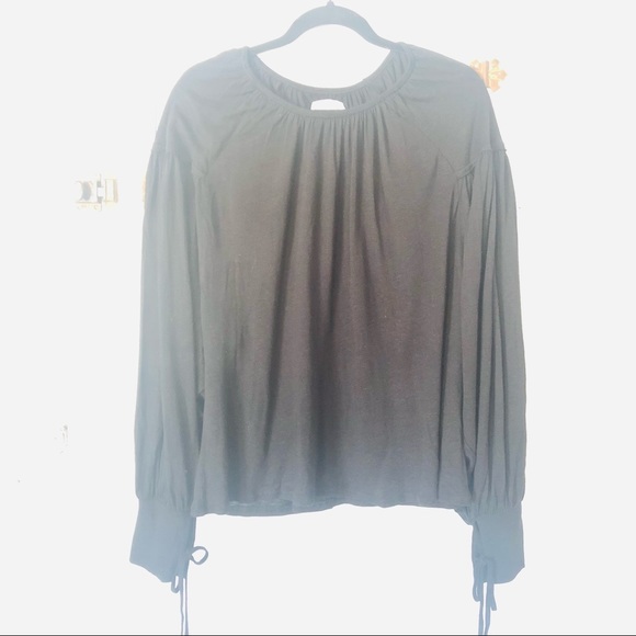 Free People Beach Black Long Dolman Sleeve Top Size Small - Picture 2 of 6